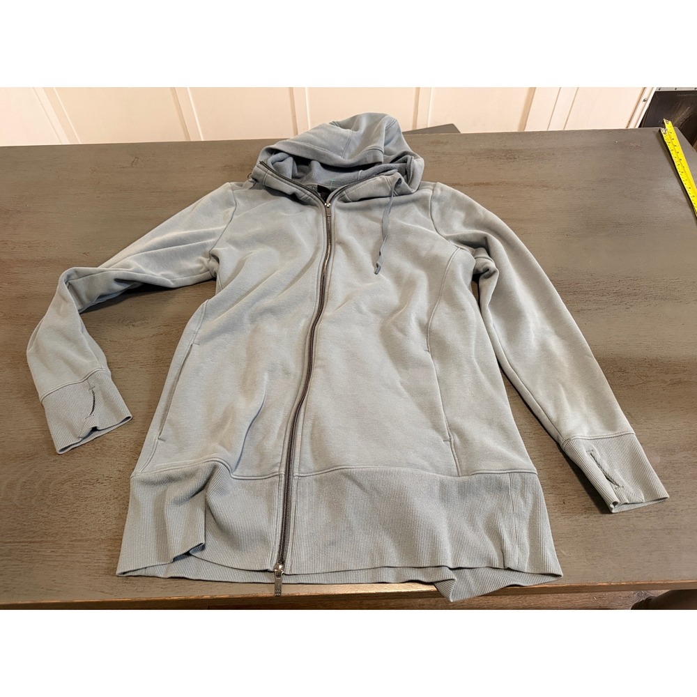 All in Motion Womens Full Zip Fleece Hoodie Blue Gray Thumbhole Size L